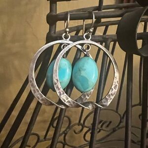 Silpada Turquoise Sterling Twisted Hoops